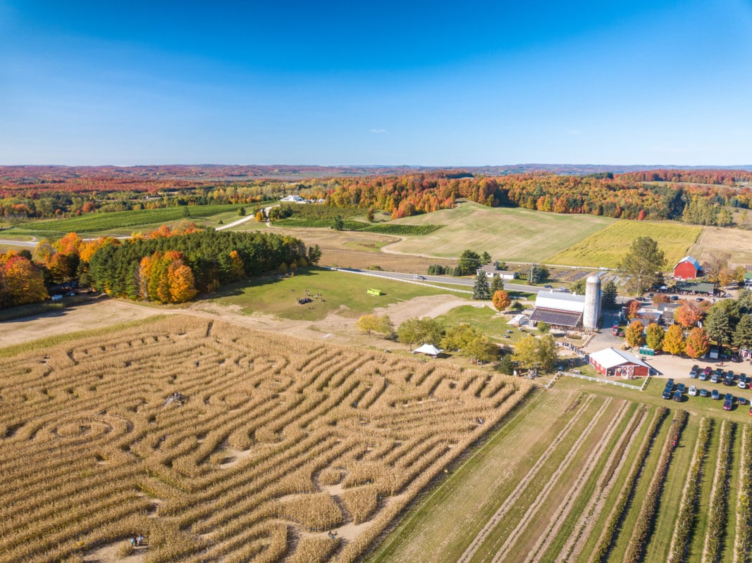Jacob's Farm corn maze aerial fall
