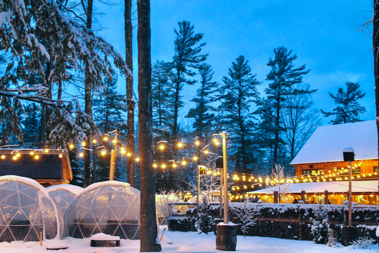 Hop Lot Brewing heated igloos winter Suttons Bay